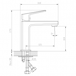 Смеситель в ванную 900 Chrome
